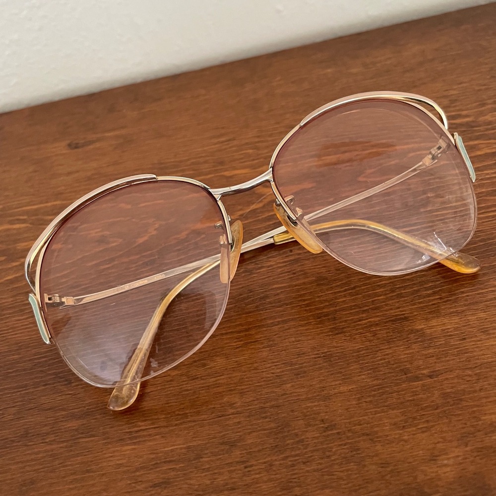 Vintage Oversized Round Eyeglasses FRAMES ONLY Enamel Optiline 4256 Germany